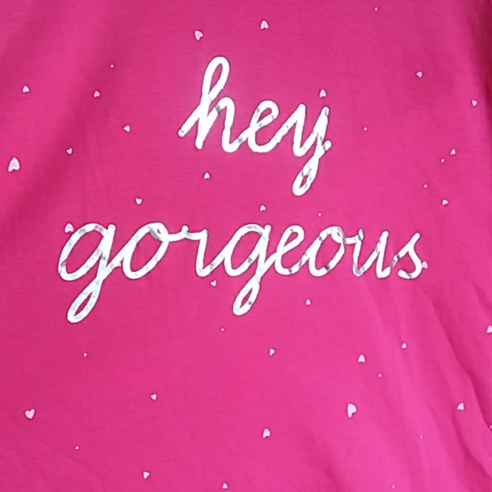 omens Simple Pleasures HEY GORGEOUS Sleepshirt Nightgown Size Sm Med HeartsNWT